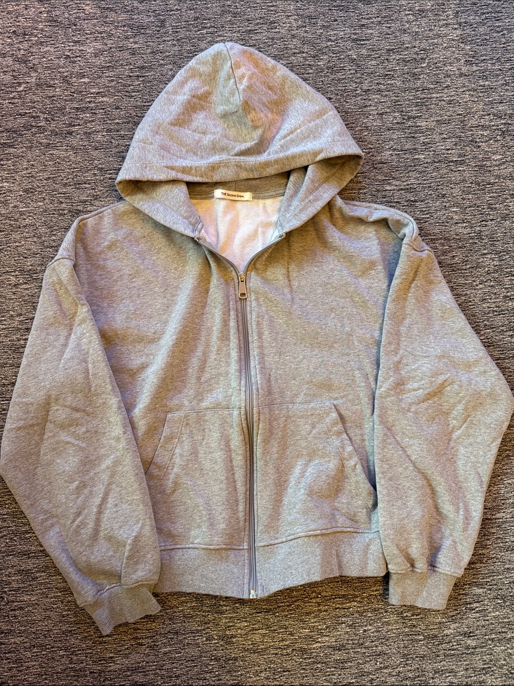 Light Gray Full-Zip Hooded Sweater Jacket